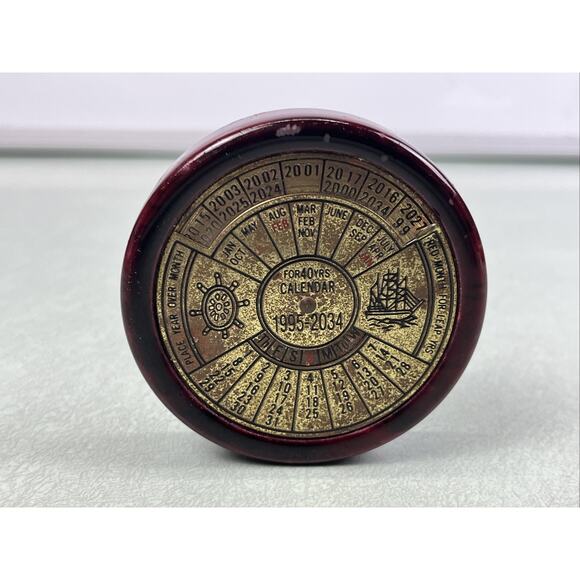 Vintage Marble and Brass 40 Year Perpetual Calendar 1995-2034 Nautical Theme - Picture 1 of 5